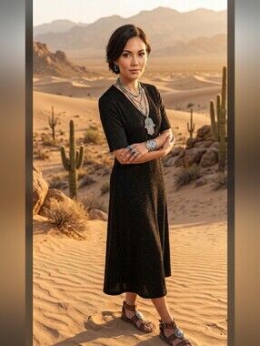 Van Tisse Minimalist Boho Black Maxi Dress – Size Medium